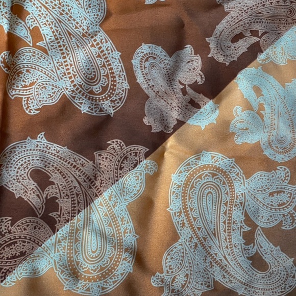 Jones New York Paisley Scarf 21” Square Purple Brown Orange Gold - Picture 7 of 10